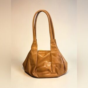 HOBO Cognac Leather Kiss Lock Satchel Top Hobo Bag / with Dust Bag